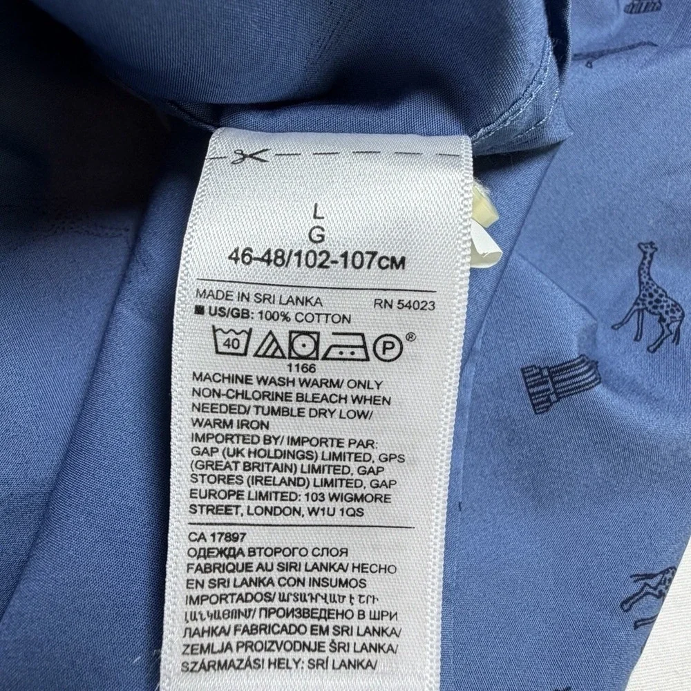Banana Republic Shirt Mens L Blue Giraffe Empire State Building Slim Fit EUC